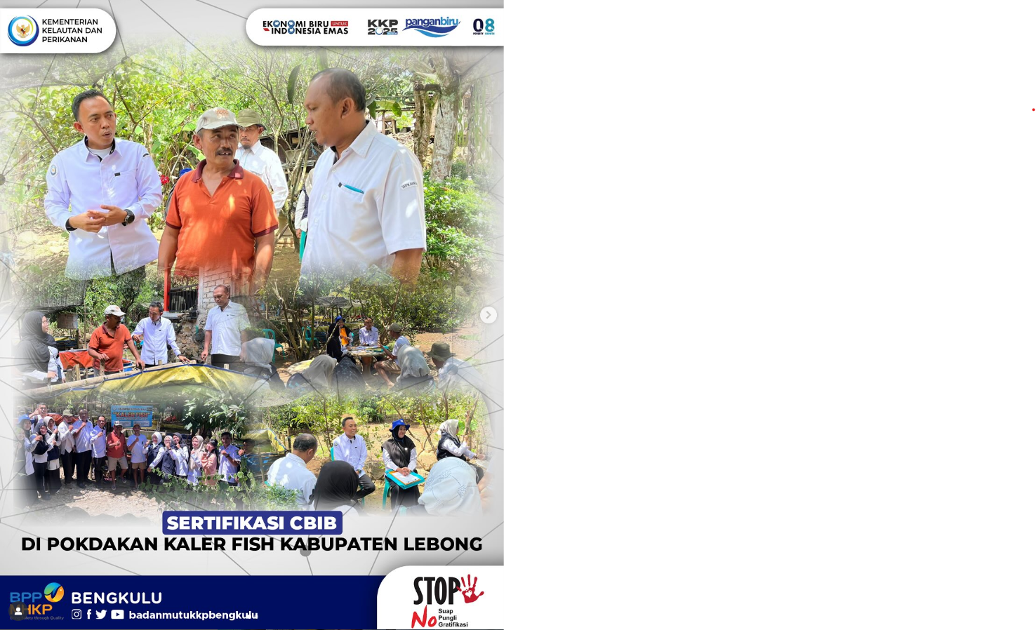 Inspeksi Sertifikasi Cara Budidaya Ikan Yang Baik CBIB diBengkulu