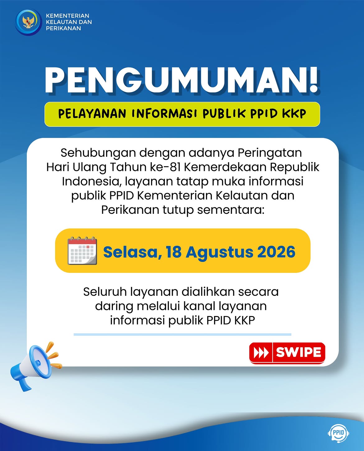 Informasi Publik PPID KKP Akses Online Saat Penutupan Sementara