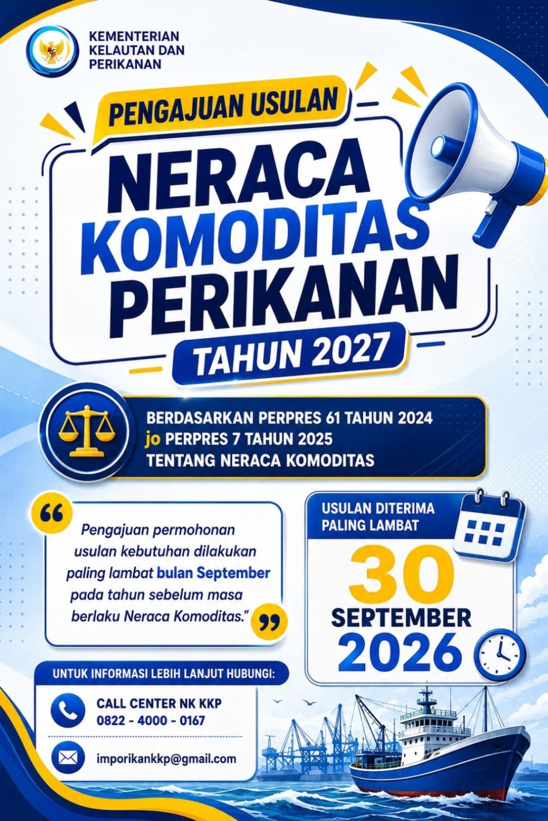 Pengajuan Usulan Neraca Komoditas Perikanan Tahun 2027