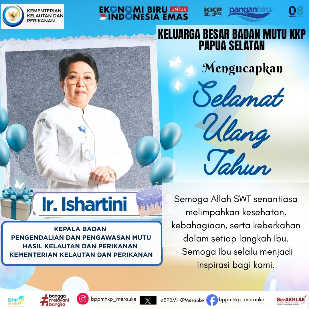 Selamat Ulang Tahun Ibu Ir. Ishartini  Kepala Badan BPPMHKP KKP