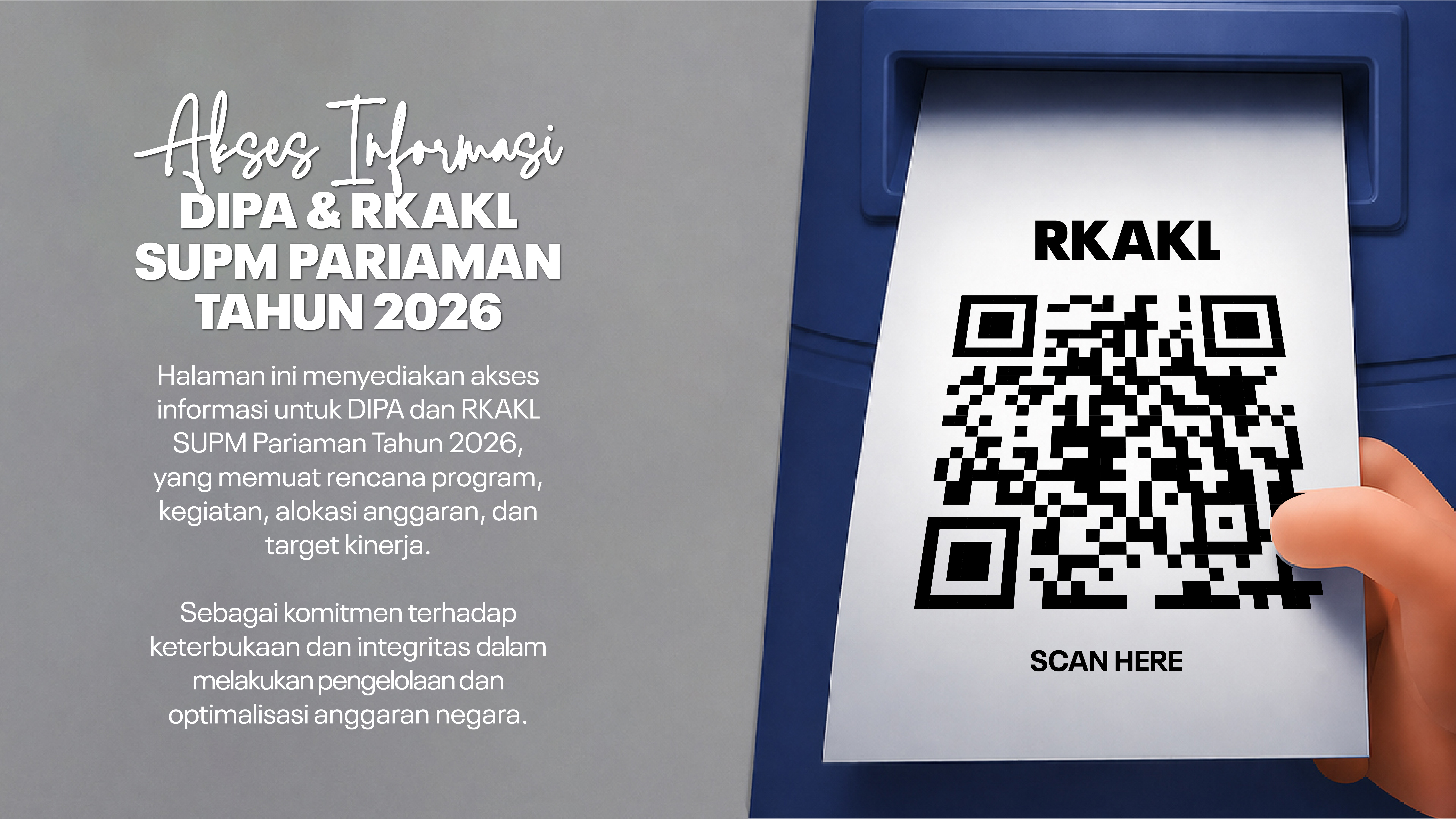 Akses Informasi DIPA dan RKAKL SUPM Pariaman Tahun 2026