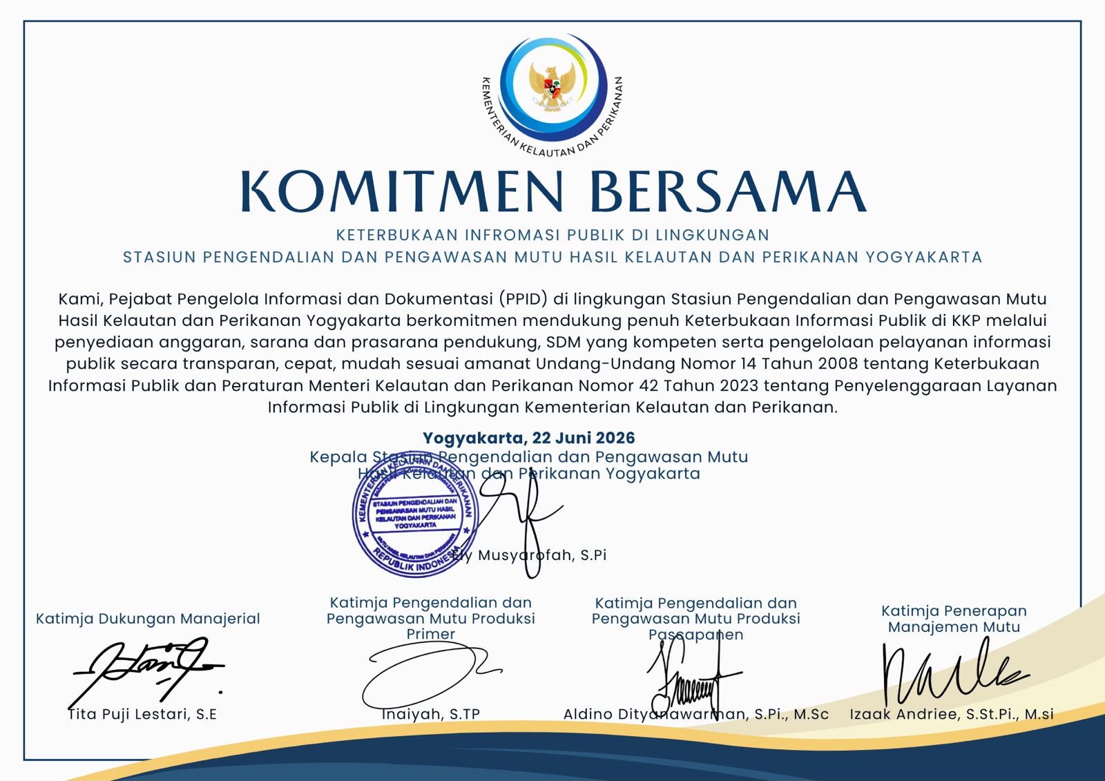 Komitmen Bersama Keterbukaan Informasi Publik Stasiun PMHKP Yogyakarta Tahun 2026