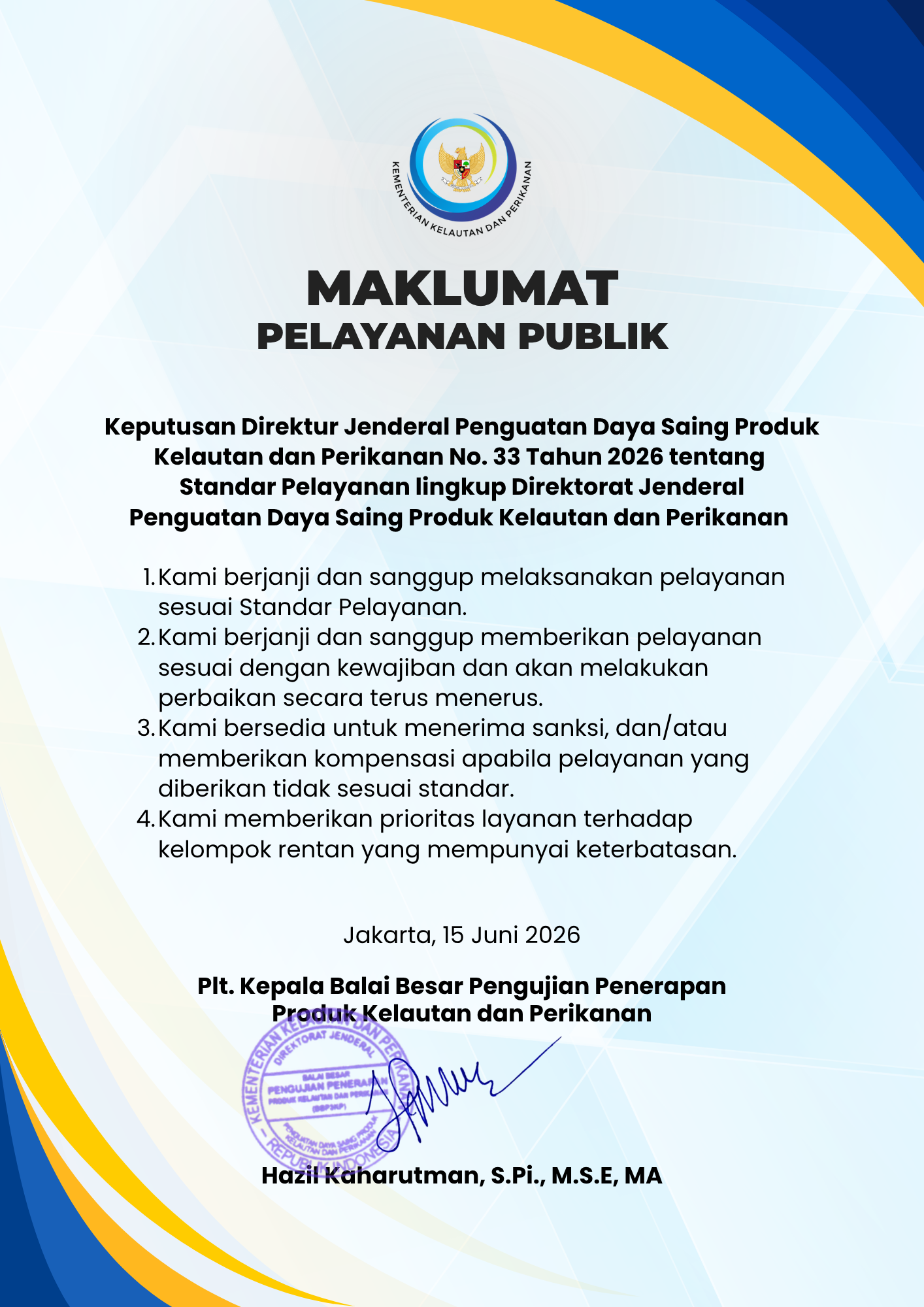 Maklumat Pelayanan BBP3KP