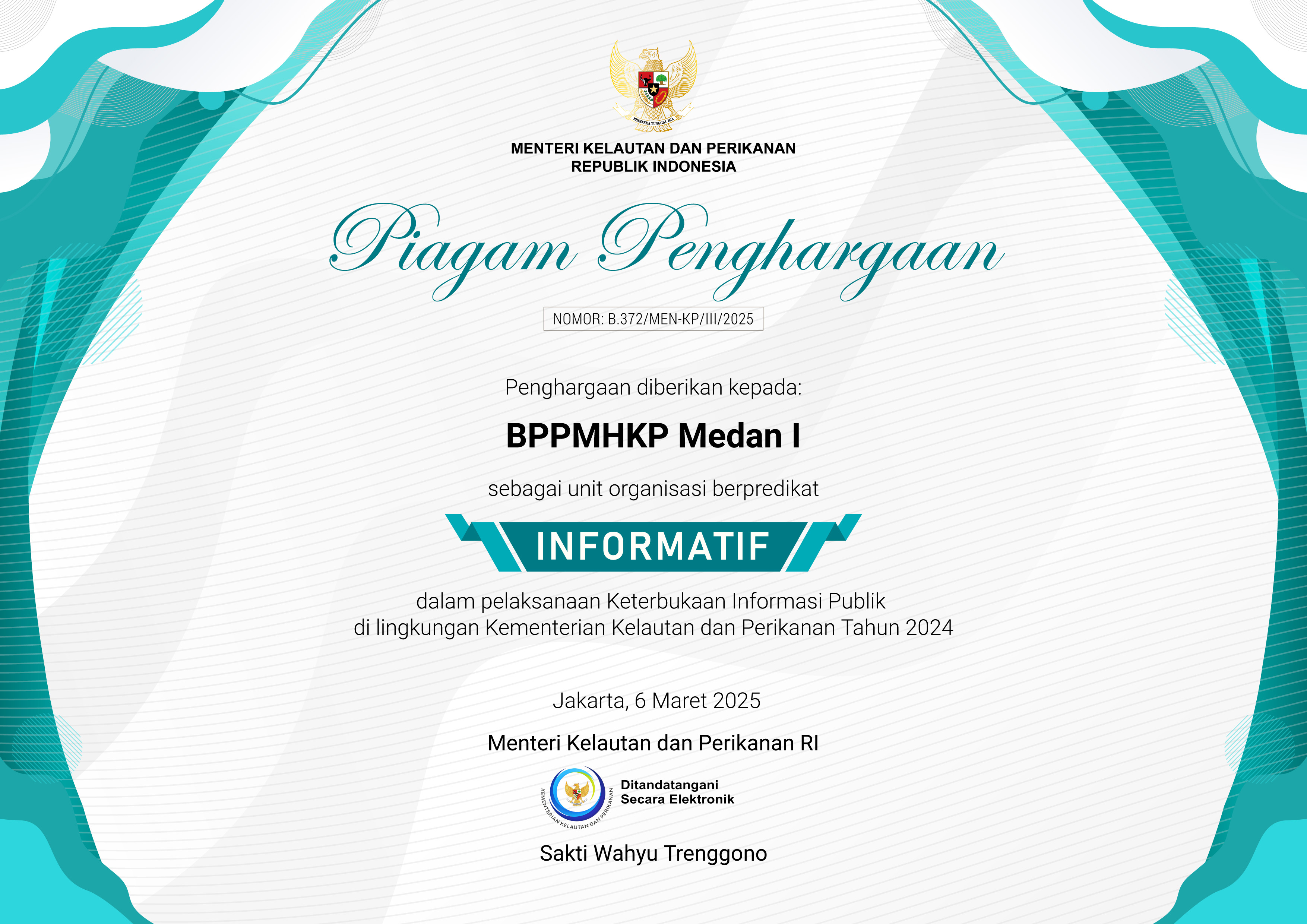 Piagam Penghargaan PPID Tahun 2024