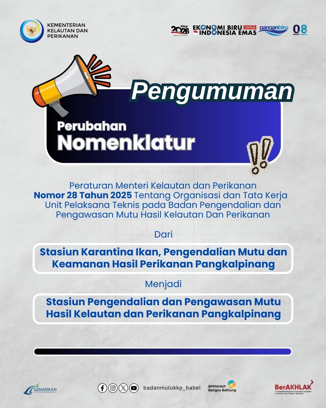 Pengumuman Perubahan Nomenklatur Permen KP No 28 Tahun 2025