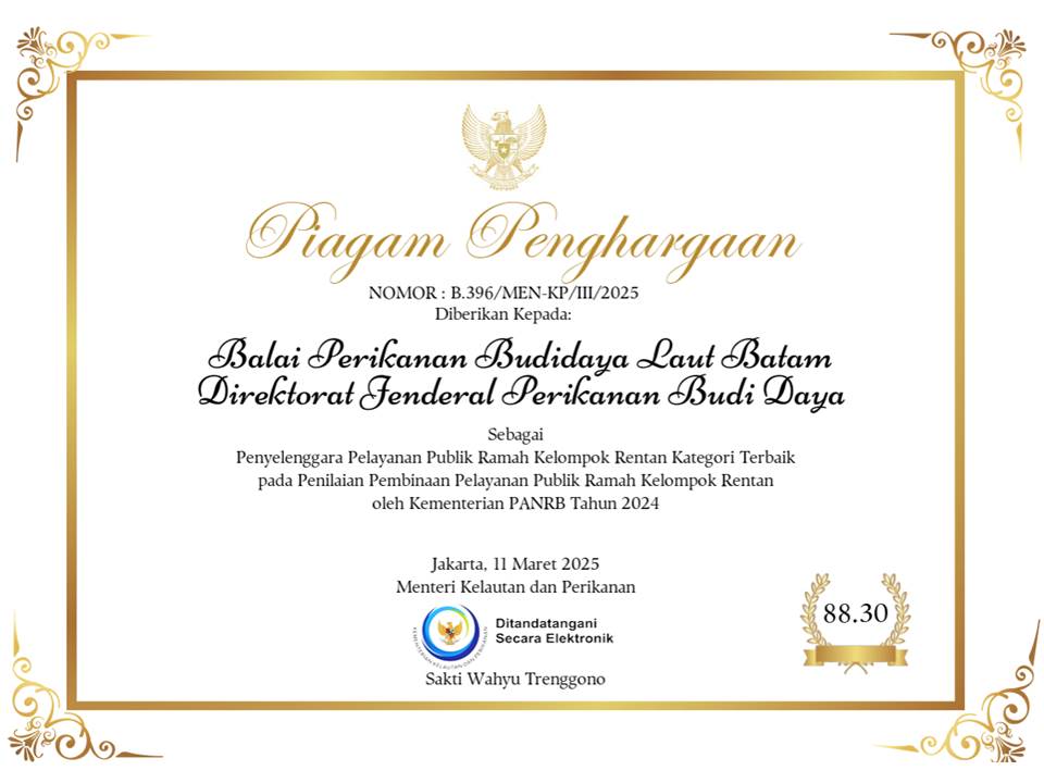 Piagam Penghargaan KKP Yanblik