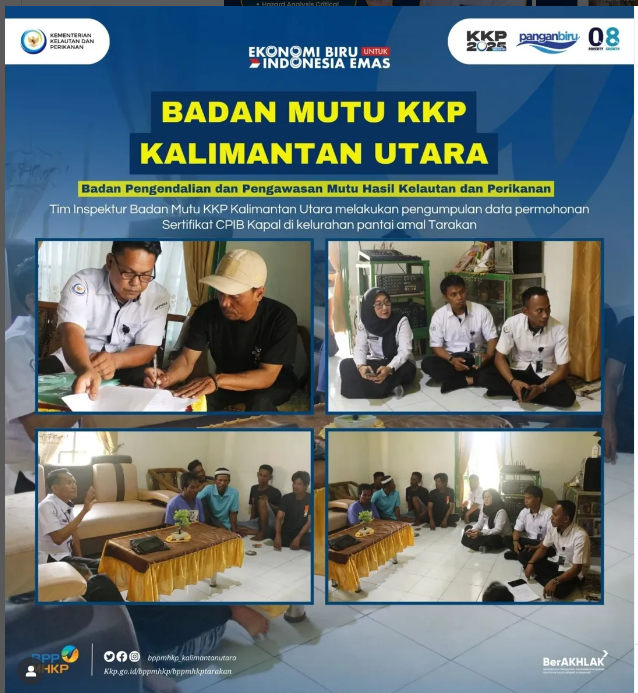 Tim Inspektur Badan Mutu KKP Kalimantan Utara melakukan Pengumpulkan Data Permohonan Sertifikat CPIB Kapal di Pantai Amal Kota Tarakan