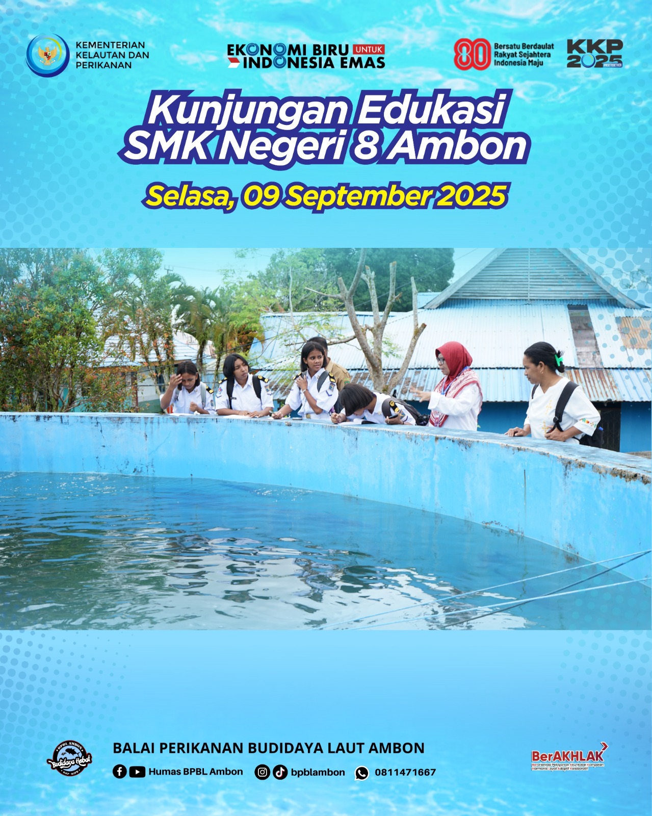 Kunjungan Wisata Edukasi SMKN 8 Ambon di Balai Perikanan Budidaya Laut Ambon
