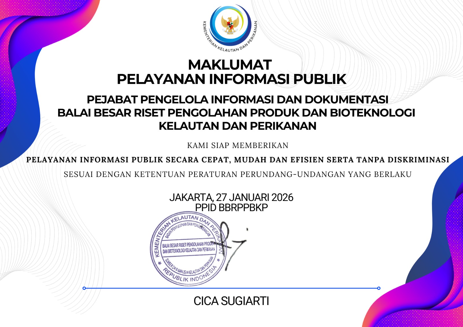 Maklumat Pelayanan BBRPPBKP