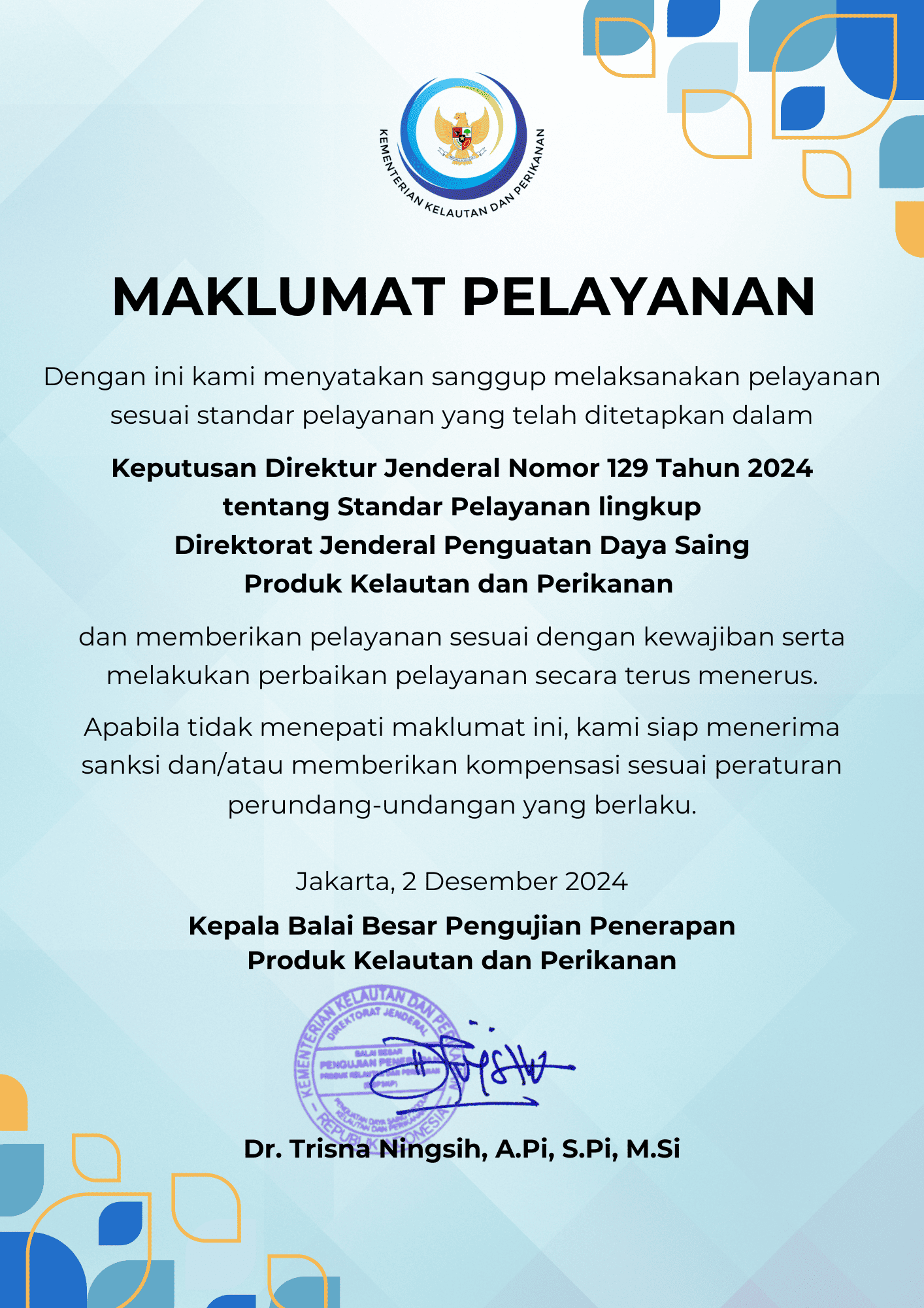 Maklumat Pelayanan BBP3KP