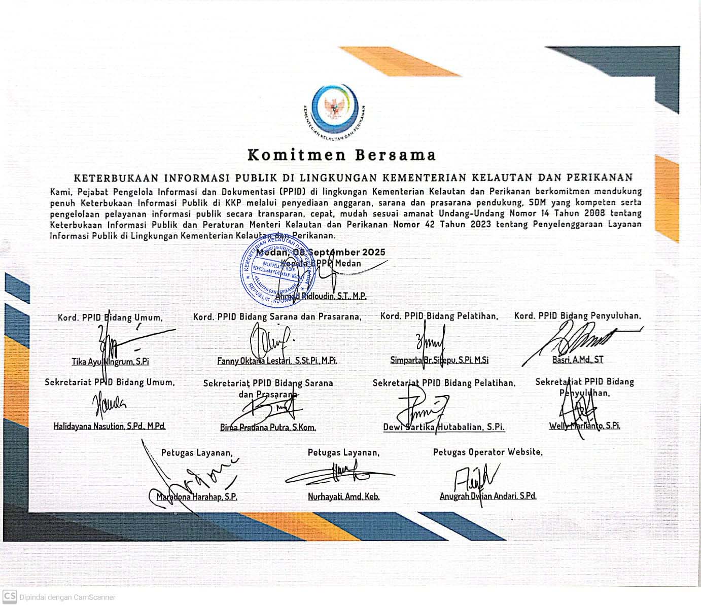 KOMITMEN BERSAMA PPID BPPP MEDAN TAHUN 2025